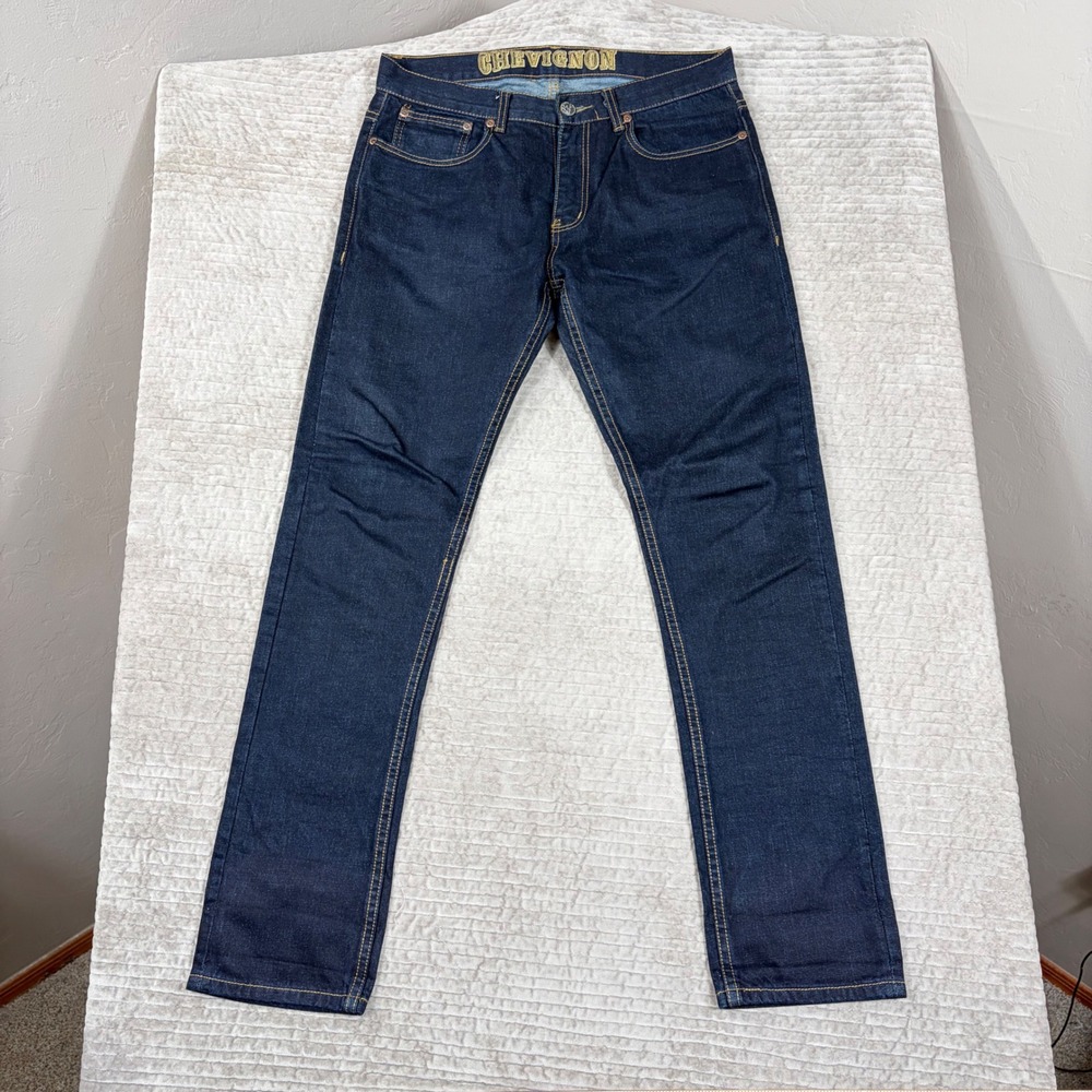 Chevignon Vintage 57 Mens Straight Leg Jeans Indigo Blue Cotton Denim Size 32